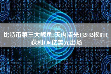 比特币第三大鲸鱼3天内清光132882枚BTC 获利1.06亿美元出场